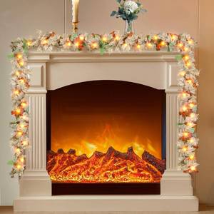 lot 19274 image: 9Ft Thanksging Garland with Lights Plug in Fall Decorations for Home 50 White Bulbs Connectable Lighted Thanksgiving Garland for Indoor Outdoor Harvest Mantle Fireplace Fall Decortions(3 Packs)