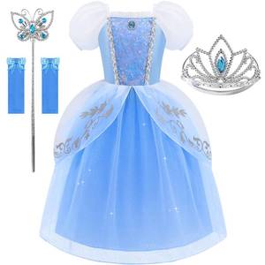 lot 19293 image: Aolliya Princess Dresses for Girls Puff Sleeves Princess Costumes Blue