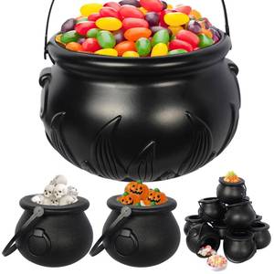 lot 19301 image: Halloween Decorations - 15 in 1 Black Cauldron Witch Cauldron Kettles Large Small Plastic Cauldron Halloween Pot Candy Bowl Holder for Halloweens & St. Patricks Day Party Favors Decor (9.85.52.7)