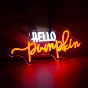 lot 19303 image: Hello Pumpkin Neon Light Sign Fall LED Wall Decor with Orange Glowing