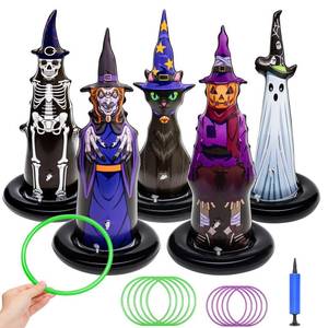 lot 19307 image: 5Pcs Inflatable Halloween Ring Toss Game,Halloween Games for Kids,Adults,Family Party Favor Indoor Outdoor Game Garden Toys