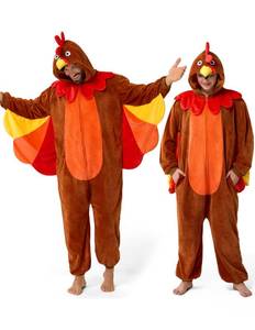 lot 19311 image: Spooktacular Creations Halloween Turkey Costume Adult, Unisex Adult Turkey Jumpsuit, Animal Zip-up Hooded Jumpsuit for Men Women Halloween Cosplay Themed Party LG