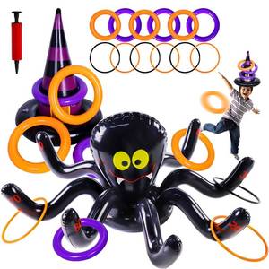 lot 19313 image: Max Fun Halloween Ring Toss Games Inflatable Spiders Ring Toss Witchs Hat Toss Game for Kids Halloween Party Favors Supplies Indoors Outdoors Party Games