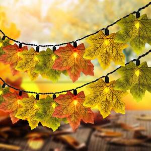 lot 19318 image: Abeja Fall Decor Maples Leaf String Lights, 8.5Ft Fall String Lights Plug in with 10 LED Orange Leaves Lights, Orange Thanksgiving Lights for Thanksgiving Decor, Indoor Outdoor Decorations