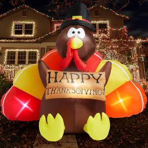 lot 19321 image: Danxilu 6 FT Thanksgiving Inflatables Turkey Outdoor Decorations with LEDs