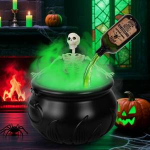 lot 19322 image: Halloween Decorations Indoor,10 Large Black Witch Cauldron with Skeleton DIY Cool Magic Floating Potion Bottle Mist Maker Fogger Halloween Decor for Home Table Party