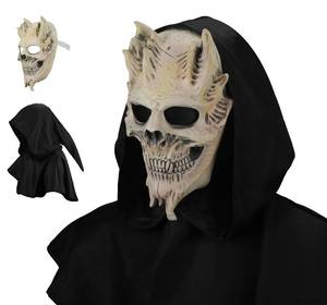 lot 19325 image: Scary Halloween Mask with black cloak,Skull Mask for Adults, Skeleton Mask