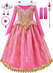 lot 19338 image: Aoiviss Girls Princess Costume Dresses Pink Fancy Princess Dress Up Clothes 130