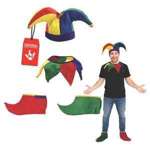 lot 19340 image: Nicky Bigs Novelties Jester Hat, Jester Collar, Jesters Shoes, Court Jesters Costume For Men And Women