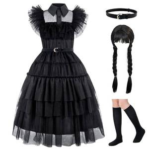 lot 19341 image: Zalongye Black costume girls dress for Kids Black Family Costumes Halloween Cosplay Party Dress 4-13Y