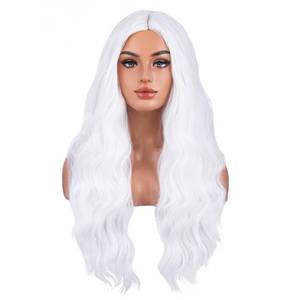 lot 19346 image: BERON White Wig for Women Long Wavy Wig White Long Curly Wigs Synthetic Wigs for Daily Party