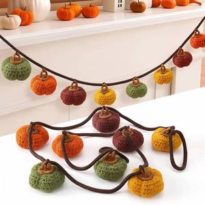 lot 19353 image: Remagr 4ft Thanksgiving Knit Pumpkin Garland Decor for Home Thanksgiving Banner with 8 Knit Pumpkins Fall Garland for Mantle Wall Decor