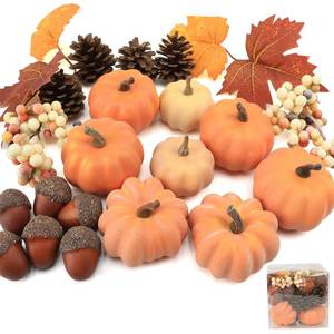lot 19354 image: Ghrdopy 22 PCS Pumpkin Decor - Fall Decorations Plastic Pumpkins for Autumn Decorating Kit Halloween Thanksgiving Party Supplies