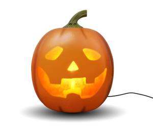 lot 19355 image: ANIMAT3D Jabberin Jack Motion Sensor 12 Inch XL Talking Animated Orange Pumpkin with Built in Video Projector and Speaker Includes 80 Minutes of Content