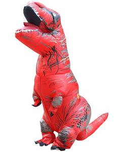 lot 19367 image: MENGKAO Inflatable Dinosaur Costume Adult Blow up T-Rex Costume Full Body Dino Halloween Costumes for Men Women(Red)