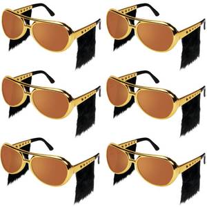 lot 60253 image: Recheel 50s 60s Glasses - 6 Pairs 50s Rockstar Aviator Sunglasses with Sideburns, Funny Party Costume for Celebrity