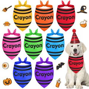 lot 60259 image: Sanwuta 8 Pcs Halloween Dog Bandanas Colorful Crayon Triangle Bib
