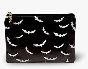 lot 60271 image: bats halloween Cute Small Cosmetic Bag Mini Makeup Bag for Women and Girls,PU Leather Small Travel Toiletry Bag Accessories Organizer with Zipper Tassel