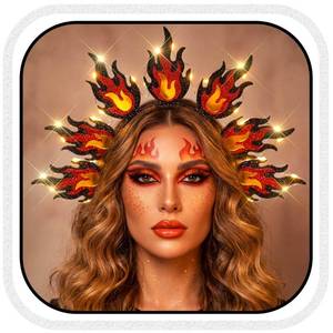 lot 60282 image: GORTIN Light Up Fire Headband LED Red Flame Headpiece Halloween Festival Costume Headwear Hair Accessories for Women