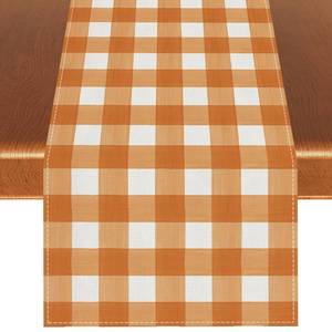 lot 60292 image: Watercolor Black White Buffalo Check Plaid Table Runner Gingham Tablecloth Farmhouse Spring Summer Fall Home Kitchen Table Decorations-13�72 (Orange and White)