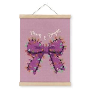 lot 60306 image: MAQIKA Coquette Purple Christmas Poster Framed With Wood Hanger, Christmas Decor, Bow Hanging Wall Decor, Preppy Merry and Bright Canvas Wall Art Prints for Girls Room 12x16 inch