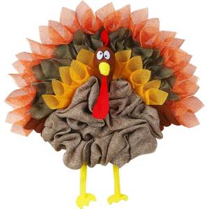lot 60310 image: CYNOSA Thanksgiving Door Decorations Turkey Decor Wreath for Front Door Turkey Decorations Fall Thanksgiving Door Hanger Gobble Gobble Sign