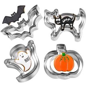 lot 60323 image: Halloween Cookie Cutters Set - 12 Pieces Stainless Steel Halloween Cookie Cutters Shape,Pumpkin, Ghost, Bat and Cat Cookie Cutter Shapes for Holiday Parties