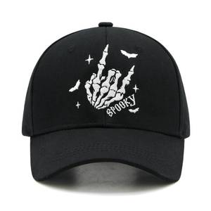 lot 60334 image: Wodeal Halloween Spooky Hat for Men Women, Adjustable Embroidered Cotton Funny Skeleton Hands Baseball Cap Black