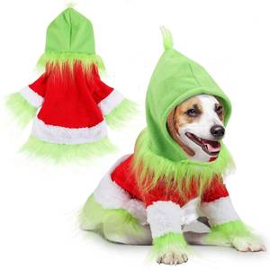 lot 60340 image: Abbylike Dog & Cat Christmas Outfit - Green Hoodie Shirt with Hat for Dogs & Cats - Cosplay Party as Shown