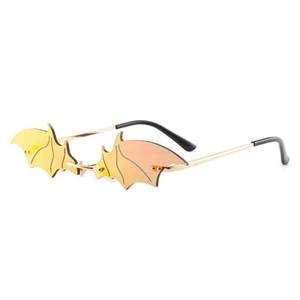 lot 60343 image: WDZAYXC Fire Flame Sunglasses Rimless Wave Glasses Fire Shape Eyewear for Halloween party (Red)