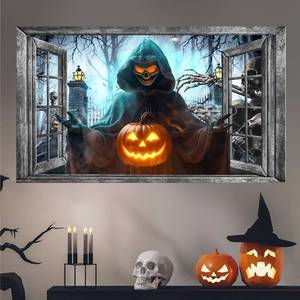 lot 60352 image: Halloween Wall Decoration Decals Scary Fake Window Monster Pumpkin Stickers