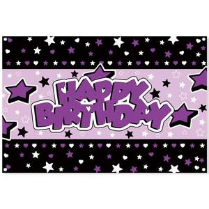 lot 7913 image: Cartoon Purple Star Birthday Party backdrop-5x3ft Photography Party Banner for Baby Shower Boy Girl Birthday Party Home Decor
