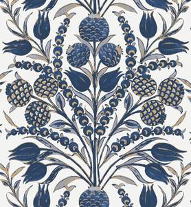 lot 7917 image: CiCiwind Blue and White Peel and Stick Wallpaper Floral Wall Paper 17.3 x 197 Boho Self Adhesive Renter Friendly Contact Paper for Bedroom Bathroom William Morris Decor Vinyl Rolls