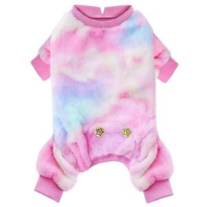 lot 7921 image: KYEESE Dog Coats Rainbow Tie Dye Dog Pajamas for Dogs Onesie Dog Sweater Pet Pjs Soft Velvet Dog Clothes
