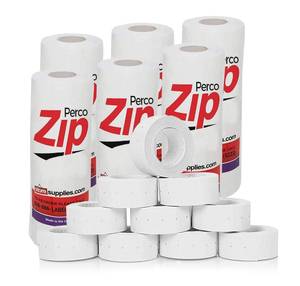 lot 7927 image: Perco Zip White Labels - 1 Sleeve - 5,000 Blank Price Marking Labels