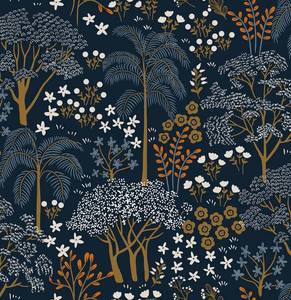 lot 7950 image: Guvana Deep Blue Peel and Stick Wallpaper - Forest Leaf Contact Paper, Self-Adhesive, Colorful Floral DIY Removable Wallpaper for Bedroom & Living Room Decor - 16.14x78.7