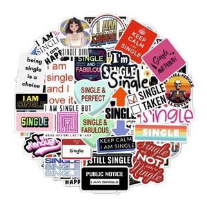 lot 7952 image: Single Stickers for Water Bottle and Laptop - Single Party Favors & Decorations, Waterproof Vinyl Decals, Relationship Status and Fun Stickers, Gifts for Women & Men