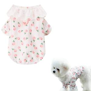 lot 7961 image: Teumessian Dog Tupli Pattern Shirt with D Ring Dog Floral Clothes for Small Dog Girl Puppy Cat Cute Lightweight Breathable, PK, 2XL