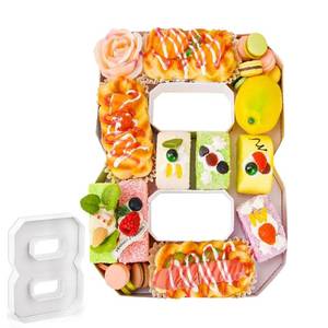 lot 7966 image: CLOTHUP Cardboard Numbers for Charcuterie, 10.2 Number Boxes for Charcuterie, Strawberries Treats Number Cupcake Holder, Paper Mache Number Shaped Serving Trays (Number, 8)