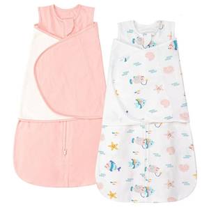 lot 7980 image: ZIGJOY Sleep Sack Swaddle 1.0 Tog Baby Wearable Blanket 100% Cotton Baby Swaddle Blanket for Newborns 0-6 Months Ocean&Pink - Retail $26