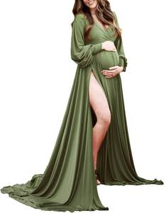 lot 7982 image: ChoiyuBella Long Sleeve Maternity Dress for Photoshoot Plus Size Amygreen M - Retail $76