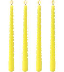 lot 8002 image: 4 Pack 11.5 Inch Yellow Spiral Taper Candles, Solid Color Thin Candlesticks, Dripeless and Unscented Long Dinner Candle for Home Decoration Halloween Fall Party Celebration