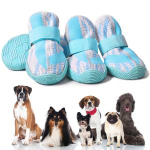 lot 8008 image: PETQYS Dog Shoes,Mesh Breathable Dog Boots for Walking Running Hiking,Soft Non-Slip Rugged Rubber Sole Dog Booties with Adjustable Straps 4Pcs,Blue-Size7