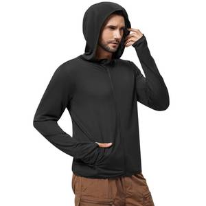 lot 8019 image: 3rd hill UPF 50 Mens Full Zip Hoodie Light Jacket Sun Shirts Long Sleeve Athletic Hoodies for Hiking Fishing Running, Black 3XL