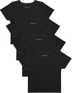 lot 8039 image: Unisex Baby Solid Lyocell T-Shirts,Toddler Boys Girls ShortLong Sleeve Tee,New Generation Tops,4 Pack (US, Age, 6 Months, Short Sleeve, All Black)