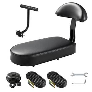 lot 8206 image: Zacro Kids Bike Seat Set, Comfort Bike Seat with Backrest, Wide Child Bicycle Rear Seat Cushion Back Safety Armrest Handrail Feet Pedals, Children Bicycle Back Seat for Over 5 Years Old - Retail $33
