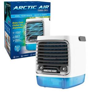 lot 8221 image: Turbo Chill Desktop Evaporative Space Cooler with LED Nightlight-missing cord  - Retail $40