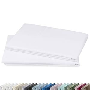 lot 8222 image: CALIFORNIA DESIGN DEN Luxuriously Soft Hotel Quality 600 Thread Count, 100% Cotton Set of 2 Cases, Crisp & Cool White Standard Pillow Cases Fits Standard & Queen Pillows (Bright White) - Retail $23