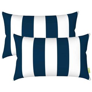 lot 8225 image: LVTXIII OutdoorIndoor Lumbar Pillow Covers, Patio Fade Resistant Lumbar Pillow Cases ONLY, Tropical Lumbar Cushion Covers for Home and Garden Furniture Decor,12 x 20, Pack of 2, Cabana Navy