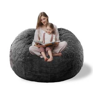 lot 8226 image: Storage Bean Bag Chair Cover(No Filler) for Organizing Plush Toys Or Textile, Pv Fleece Washable Large Bean Bag Chairs Cover for Adults for Living Room Bedroom Furniture (Grey, 5FT)
